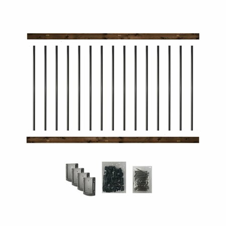 NUVO IRON 6 Long Pre-Drilled Pressure-Treated Wooden Railing Kit RKB6